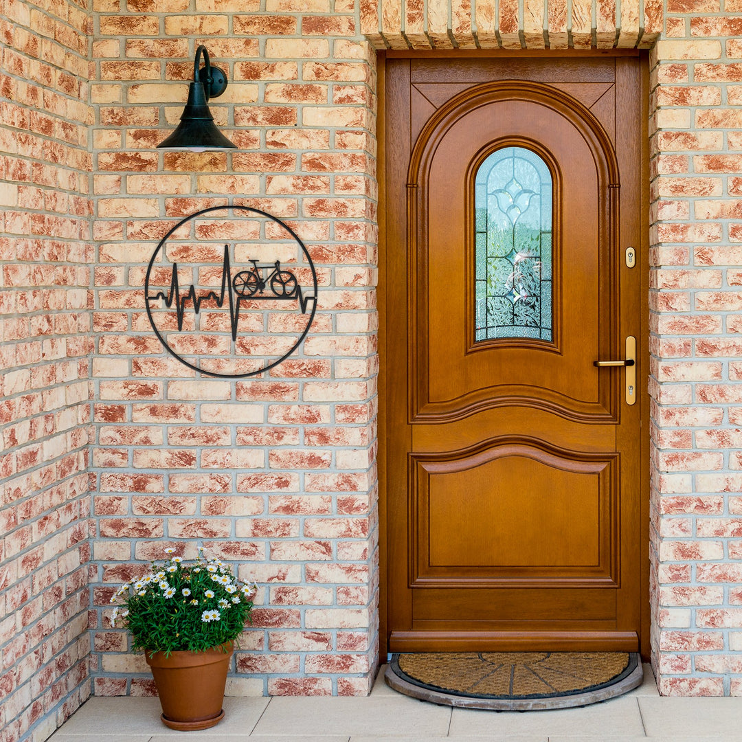 Die - Cut Metal Signs featuring a heartbeat and a bike - Tailored Wall ExpressionsWall Artapod - 3354582