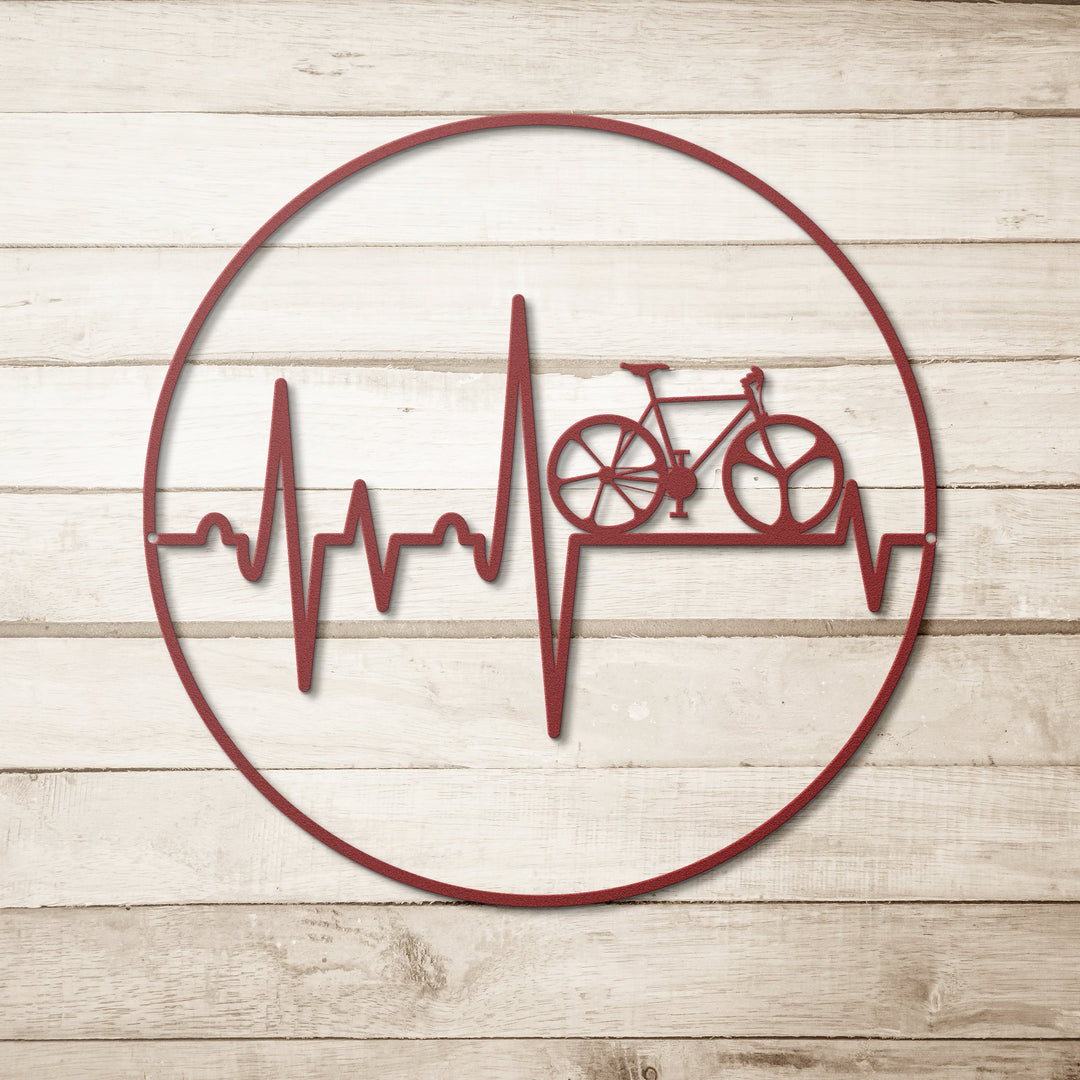 Die - Cut Metal Signs featuring a heartbeat and a bike - Tailored Wall ExpressionsWall Artapod - 3354582