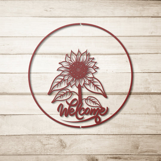 Die - Cut Metal Signs featuring a sunflower and a welcome - Tailored Wall ExpressionsWall Artapod - 3350923