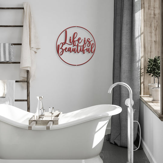 Die - Cut Metal Signs featuring the saying life is beautiful - Tailored Wall ExpressionsWall Artapod - 3351581