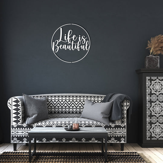 Die - Cut Metal Signs featuring the saying life is beautiful - Tailored Wall ExpressionsWall Artapod - 3351581