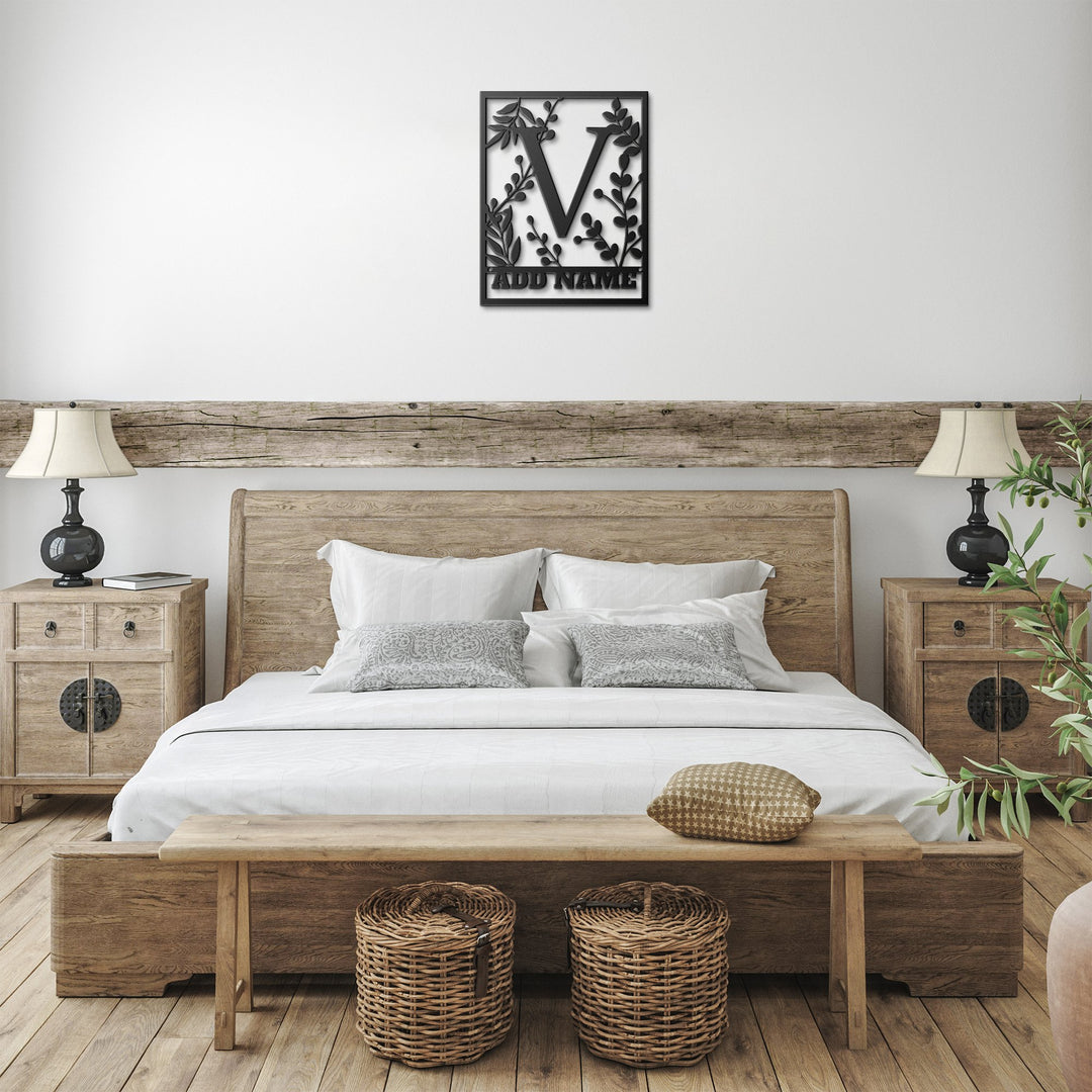 Die - Cut Metal Signs Floral monogram V - Tailored Wall ExpressionsWall Artapod - 3405598