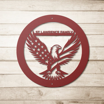 Customizable Patriotic Eagle Metal Sign - Indoor/Outdoor