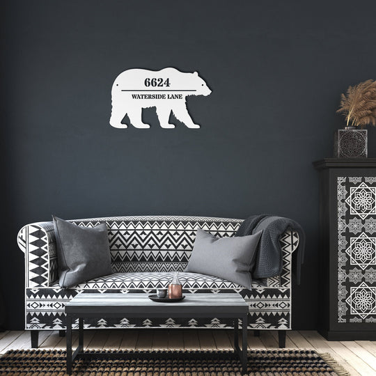 Die - Cut Metal Signs, Personalized Address Sign, Bear Image - Tailored Wall ExpressionsWall Artapod - 3580414