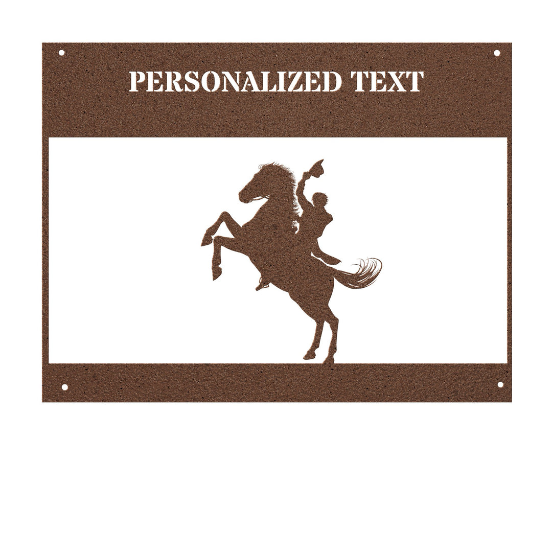 Die - Cut Metal Signs personalized featuring bucking horse and rider - Tailored Wall ExpressionsWall Artapod - 3524359