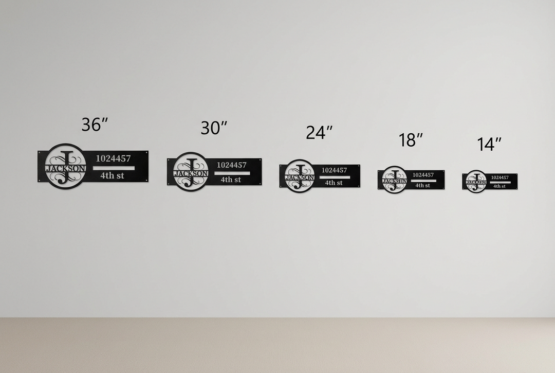 J Custom Die-Cut Metal Address Sign for Home Decor