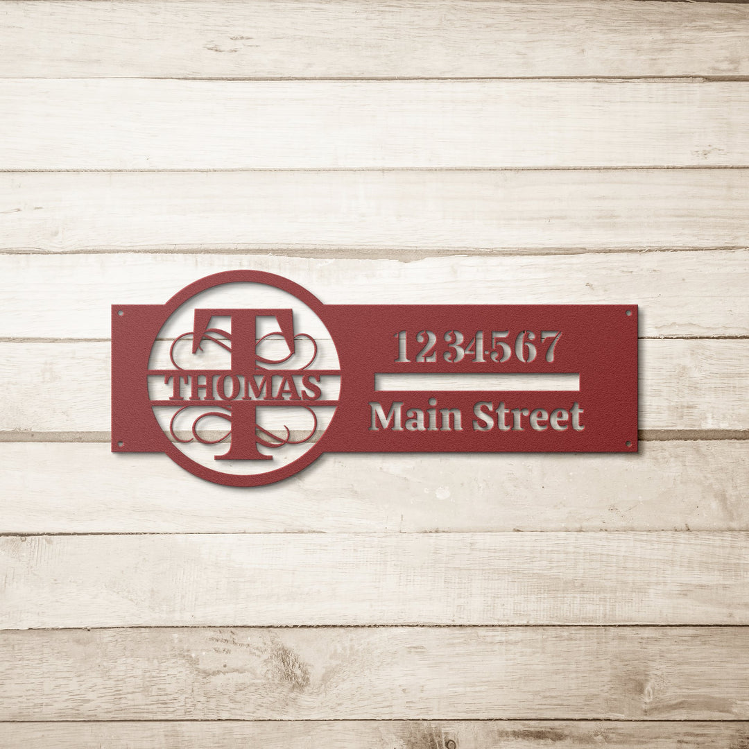 Custom Die-Cut Metal Signs personalized monogram T address Wall Art AnywherePOD Red 36 Inch