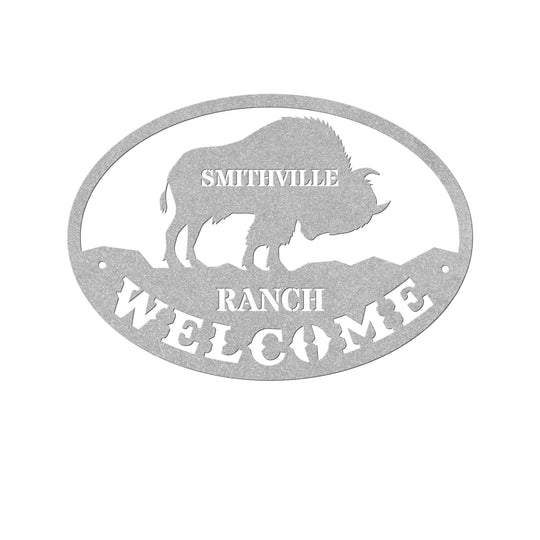 Die - Cut Metal Signs personalized welcome sign featuring a Bison - Tailored Wall Expressionsapod - 3573666