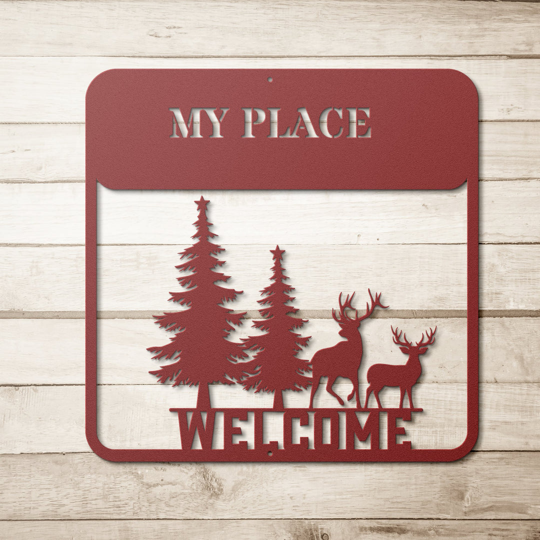 Die - Cut Metal Signs personalized Welcome sign featuring deer - Tailored Wall ExpressionsWall Artapod - 3522141