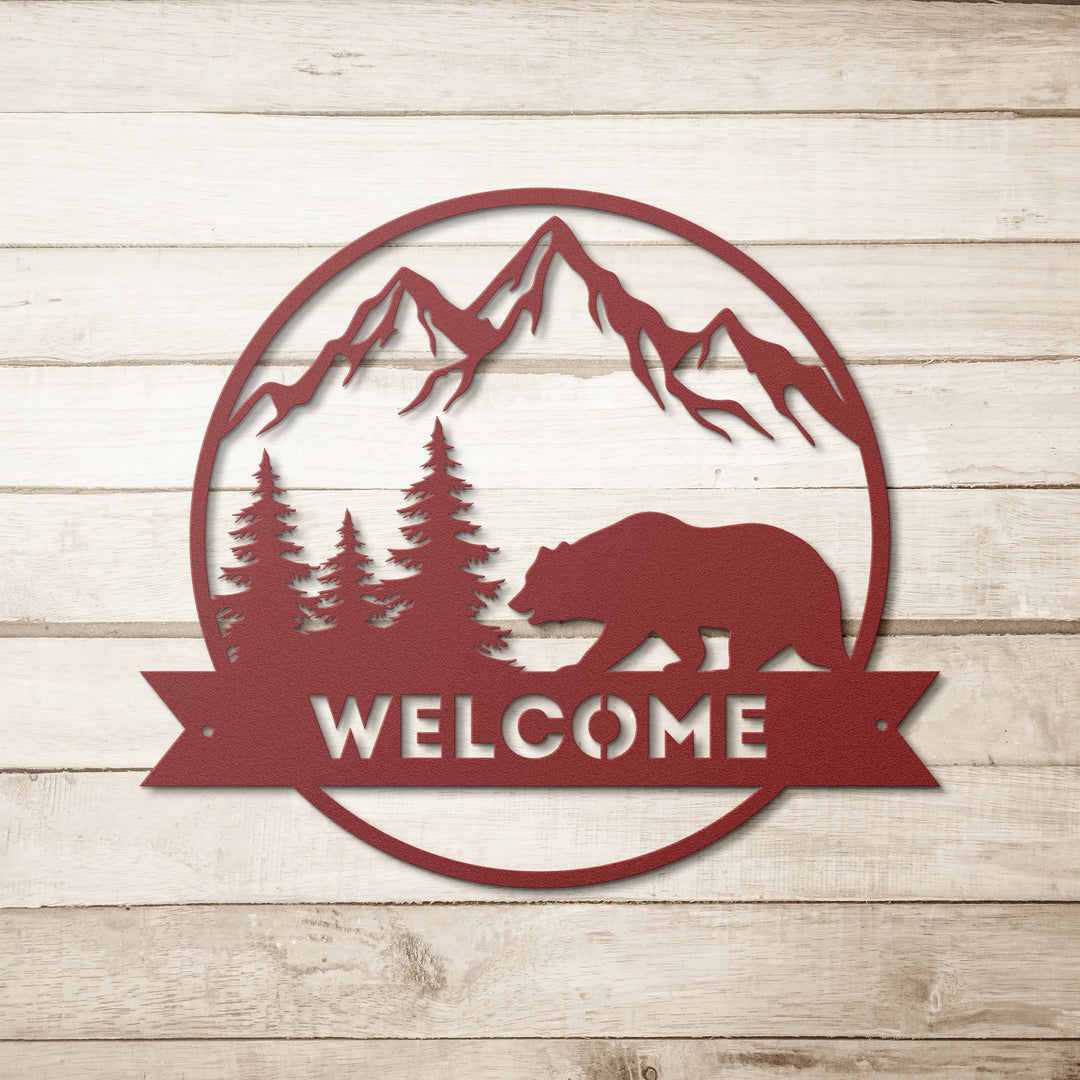 Die - Cut Metal Signs welcome sign with bear image - Tailored Wall ExpressionsWall Artapod - 3354240