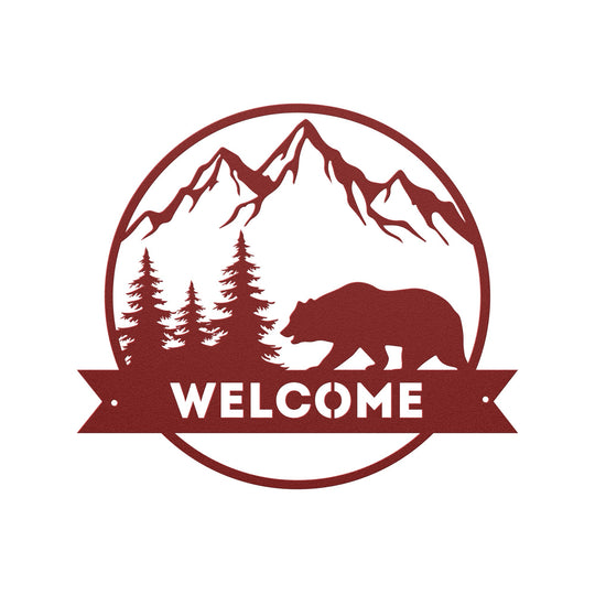 Die - Cut Metal Signs welcome sign with bear image - Tailored Wall ExpressionsWall Artapod - 3354240