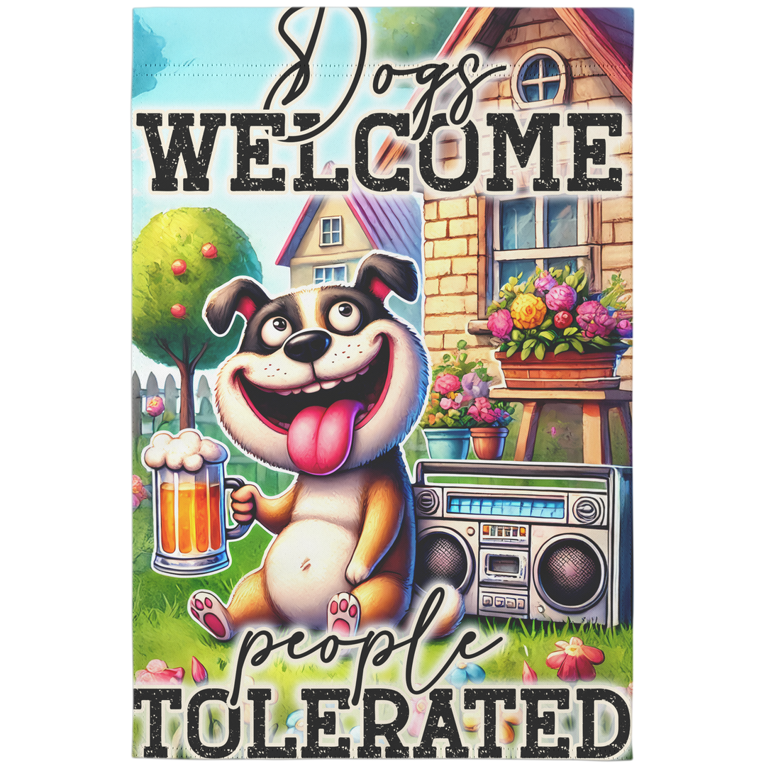 Funny Dog Garden Flag – Double Sided Humorous Yard Decor