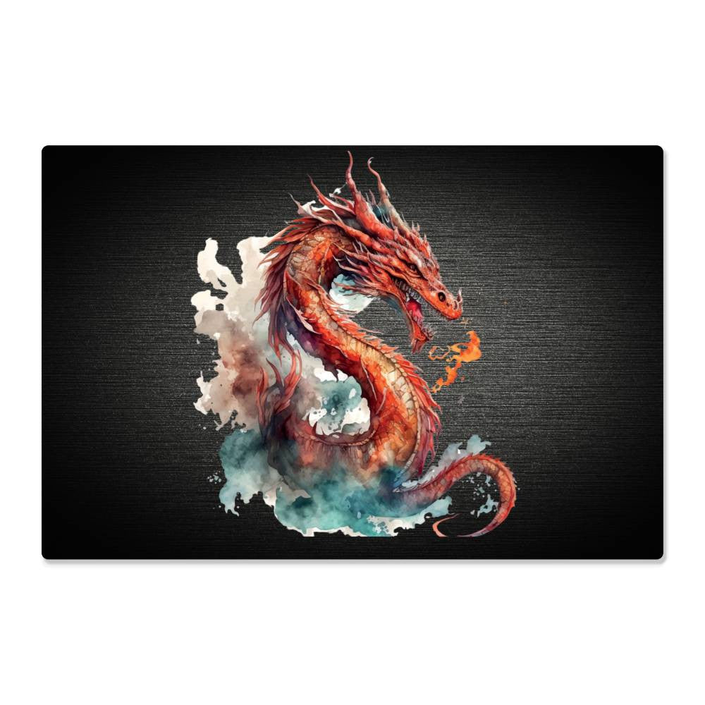 Dragon Watercolor style Design High Gloss Metal Art Print