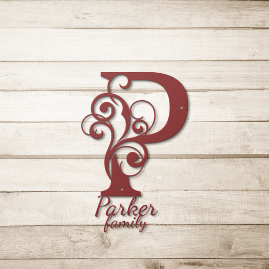 P monogram Personalized Metal Sign - Family Name Wall Art
