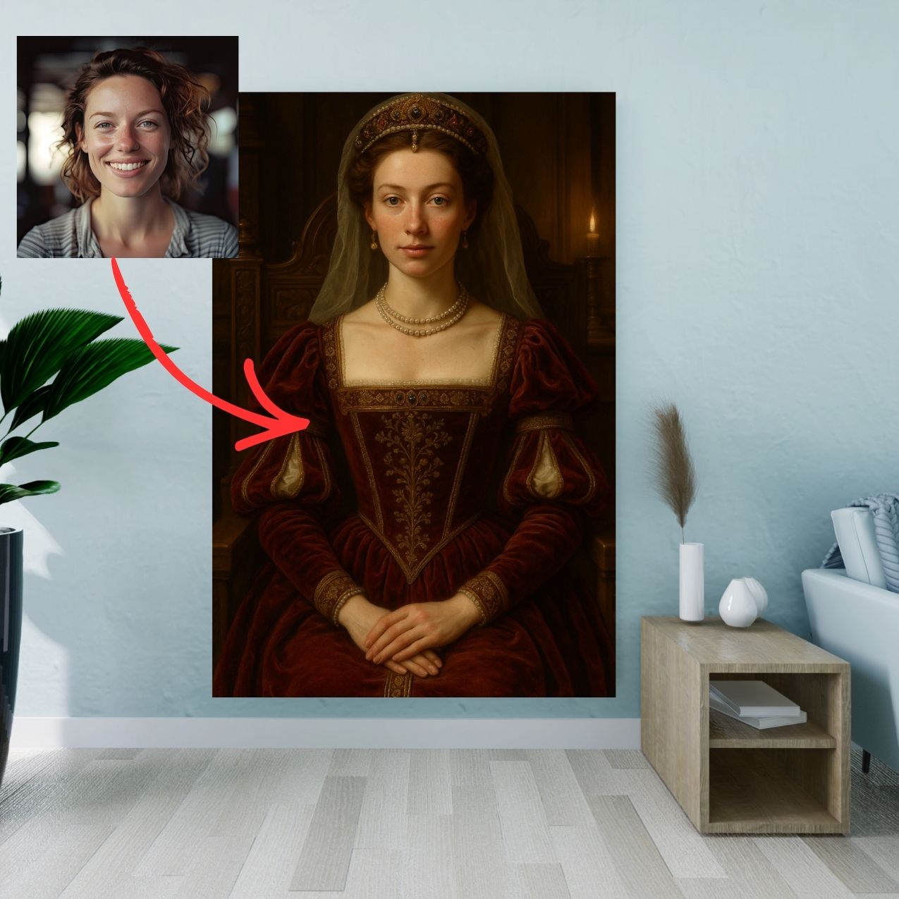 Custom Renaissance Portrait Canvas Wall Art - Tailored Wall Expressions