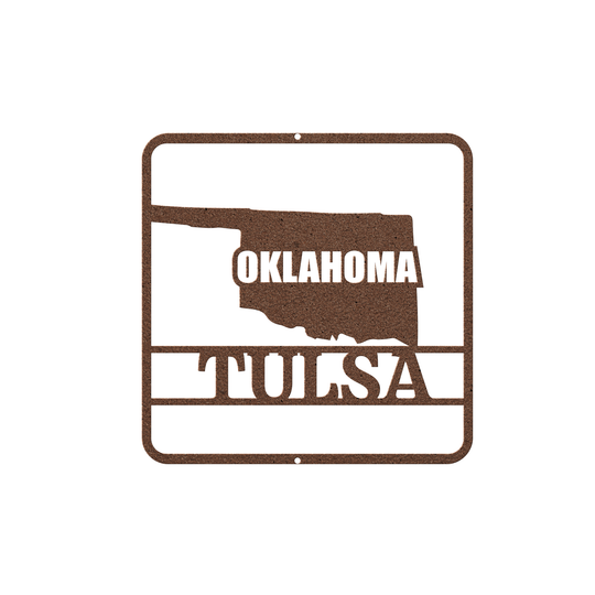 Oklahoma State Map Metal Wall Sign