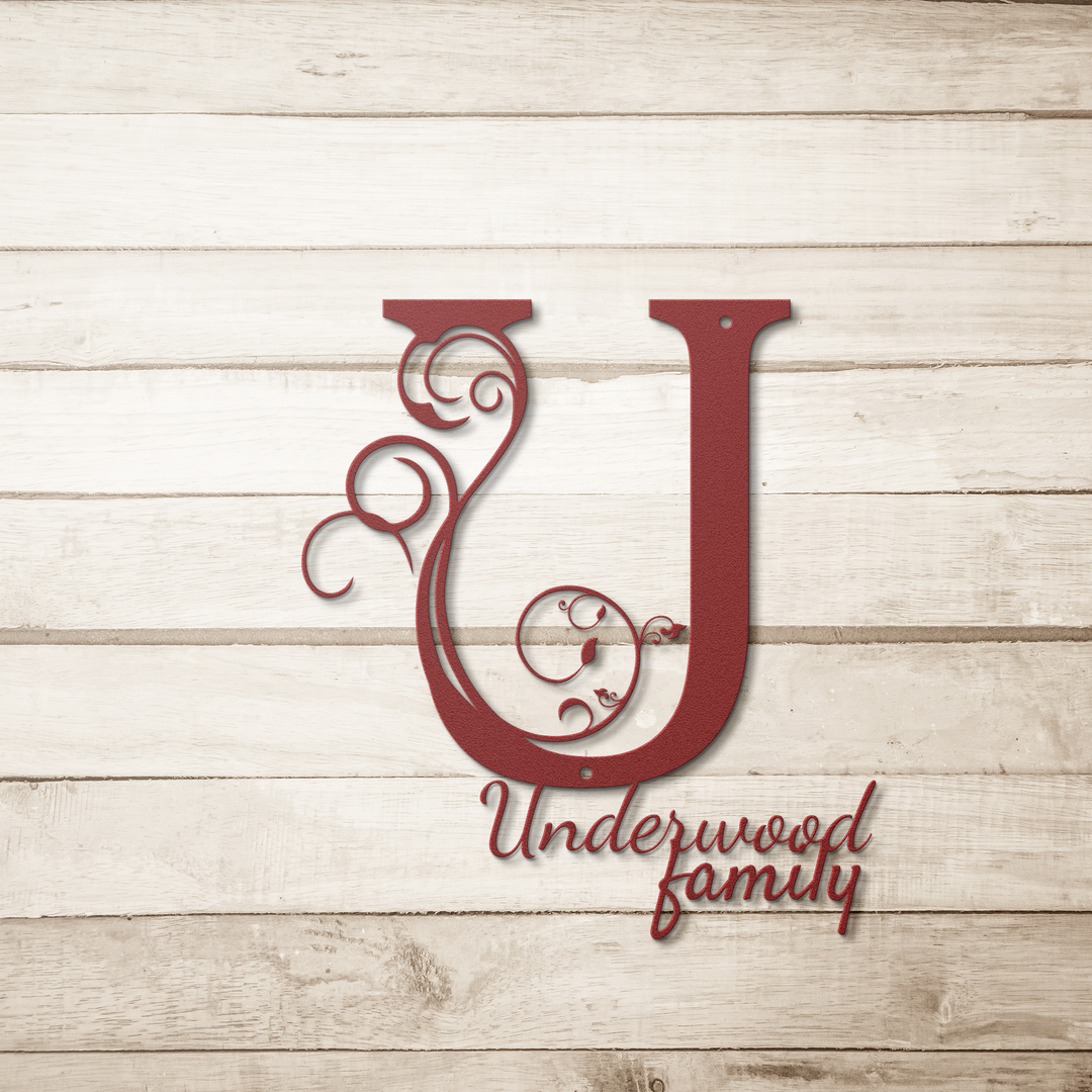 U monogram Personalized Metal Sign - Family Name Wall Art