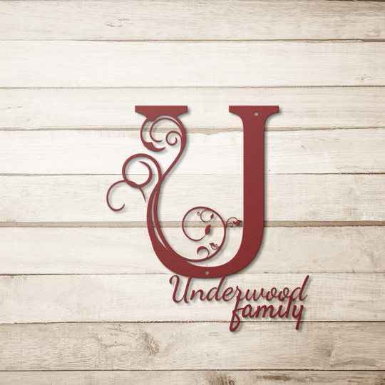 U monogram Personalized Metal Sign - Family Name Wall Art