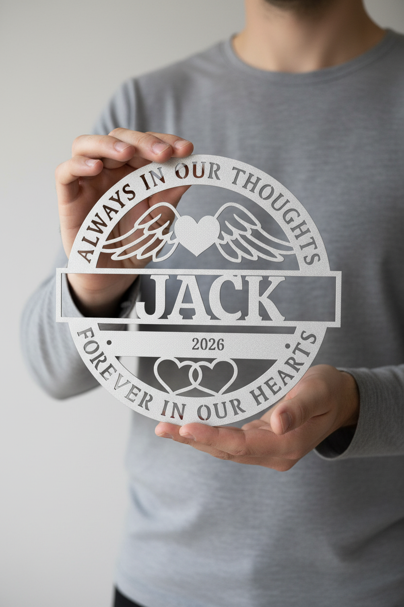 Pet Memorial Metal Sign with Angel Wings and Heart