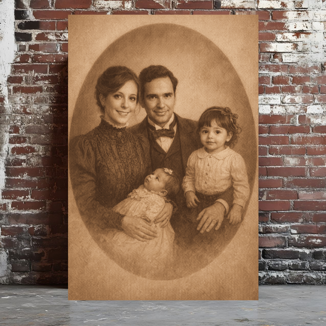 Custom Family Portrait Canvas, Vintage Style Wall Art