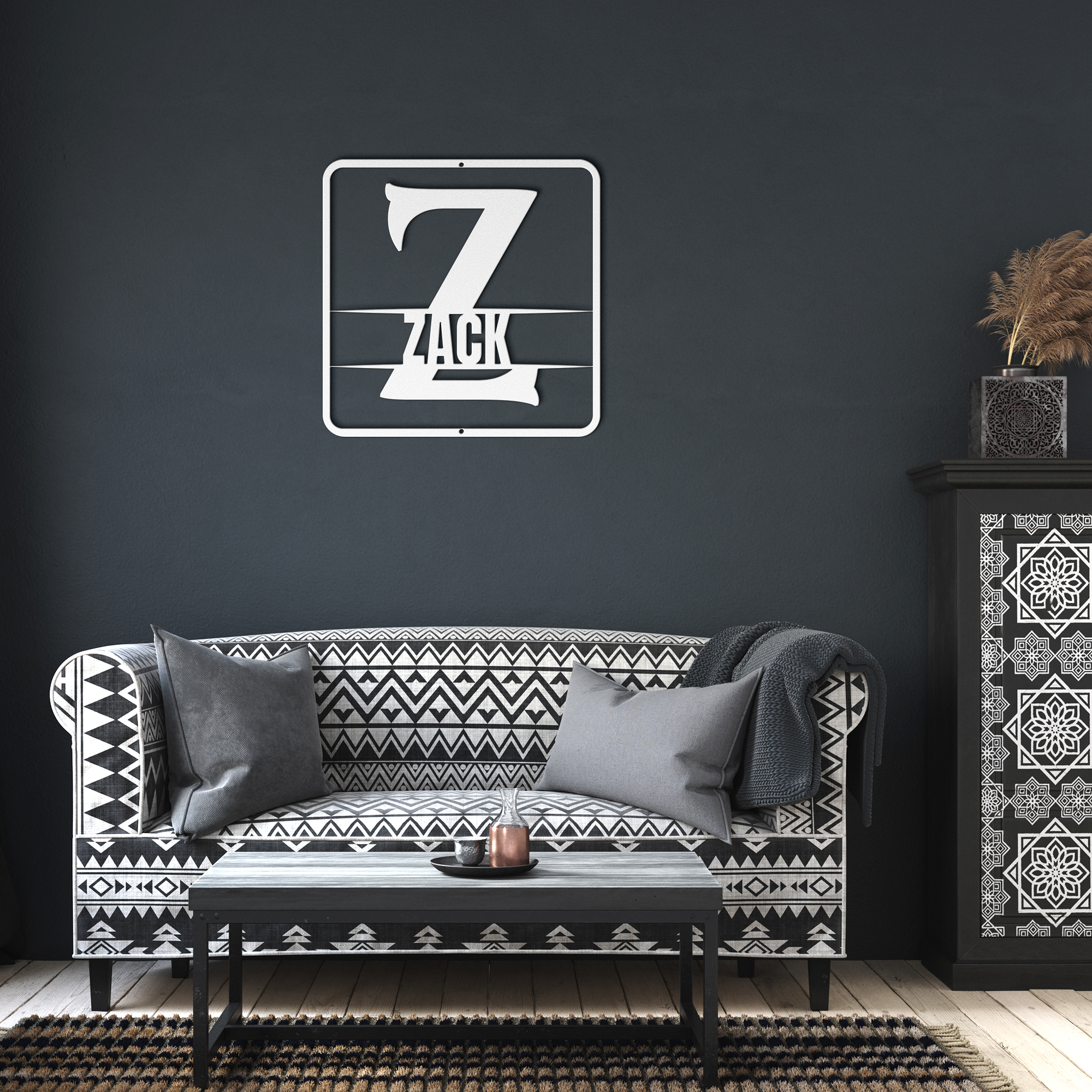 Custom Metal Wall Art - Personalized Initial Sign Z monogram - Tailored Wall Expressions