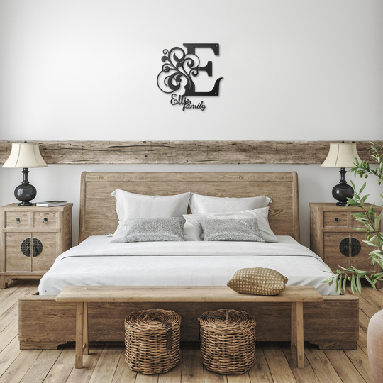 E monogram Personalized Metal Sign - Family Name Wall Art
