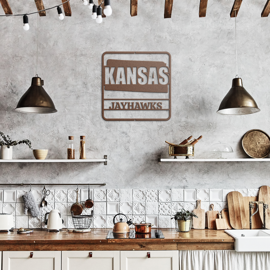 Die-Cut Metal Signs custom map of Kansas PERSONALIZED