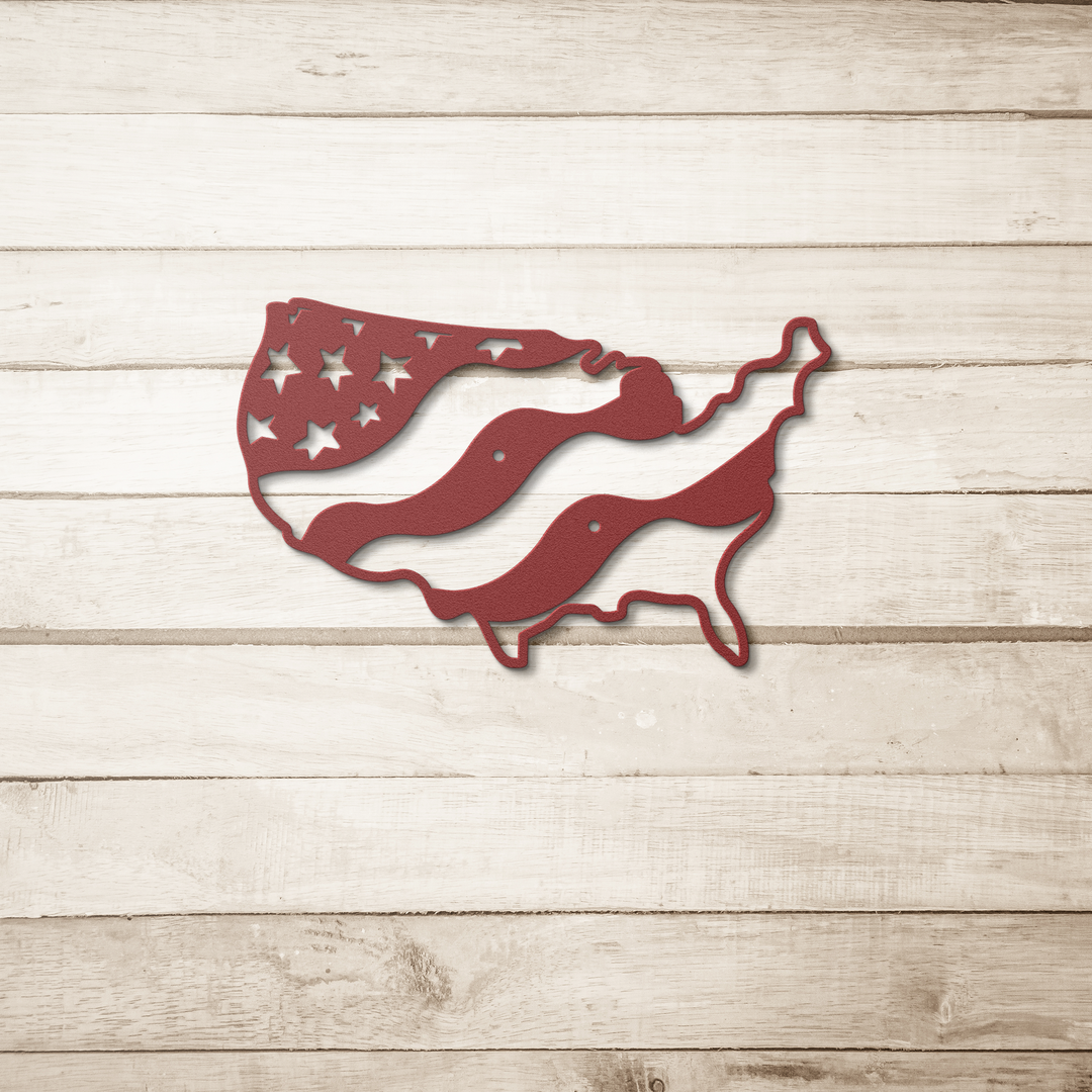 Metal USA Flag Wall Art - Patriotic Decor Steel Sign