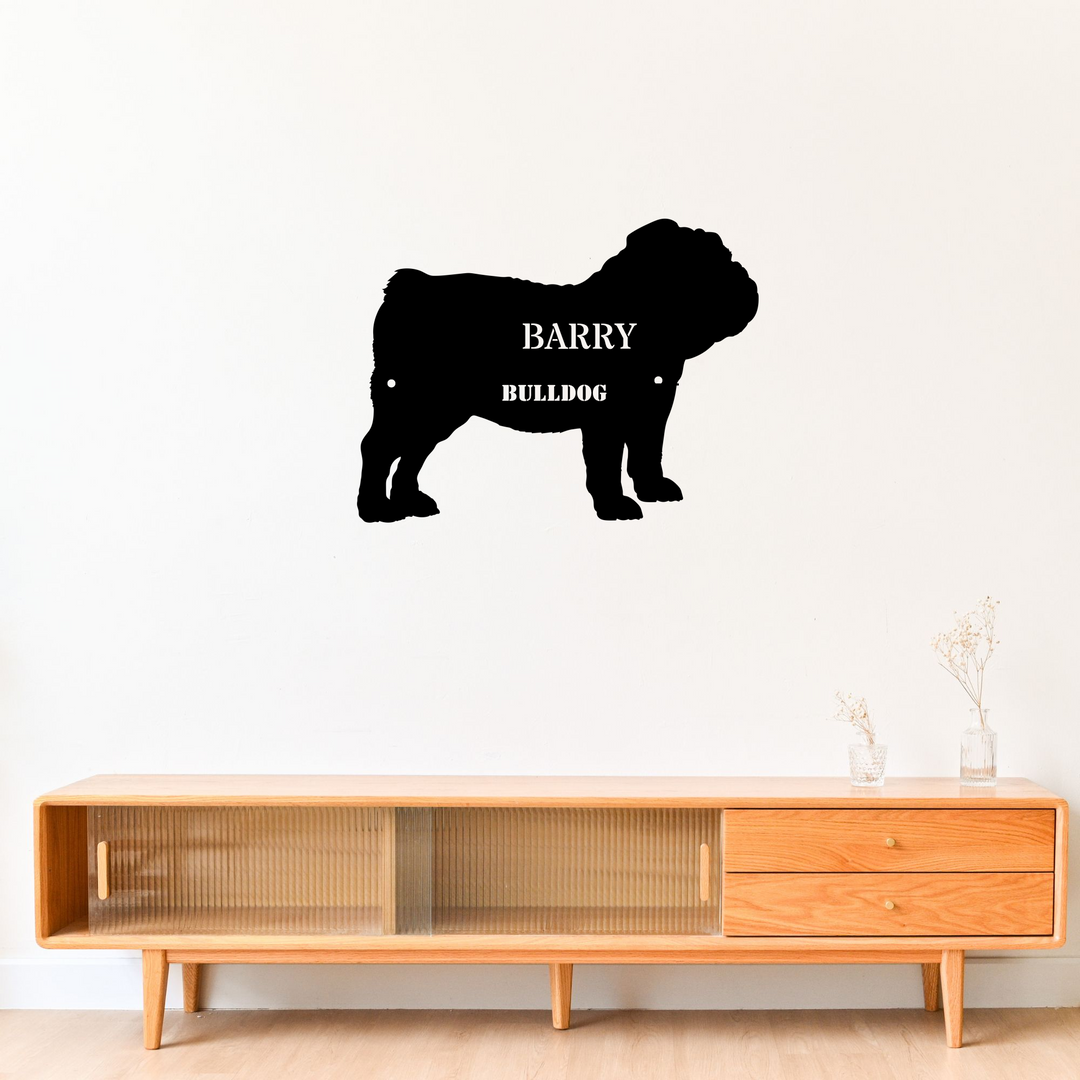 Personalized Bulldog Metal Sign - Custom Pet Name Art