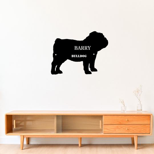 Personalized Bulldog Metal Sign - Custom Pet Name Art