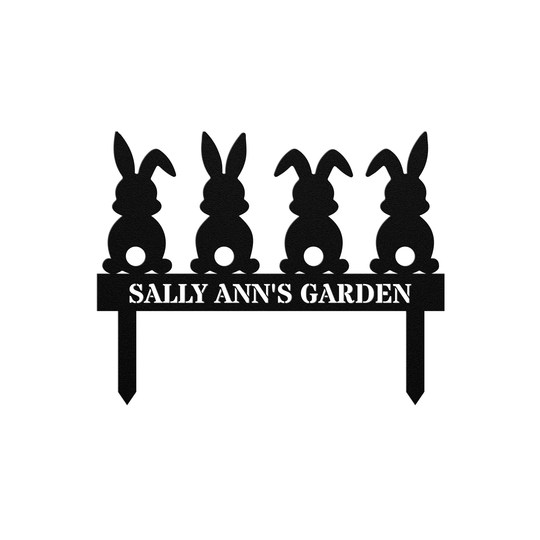 Personalized Bunny Garden Stake - Custom Outdoor Decor