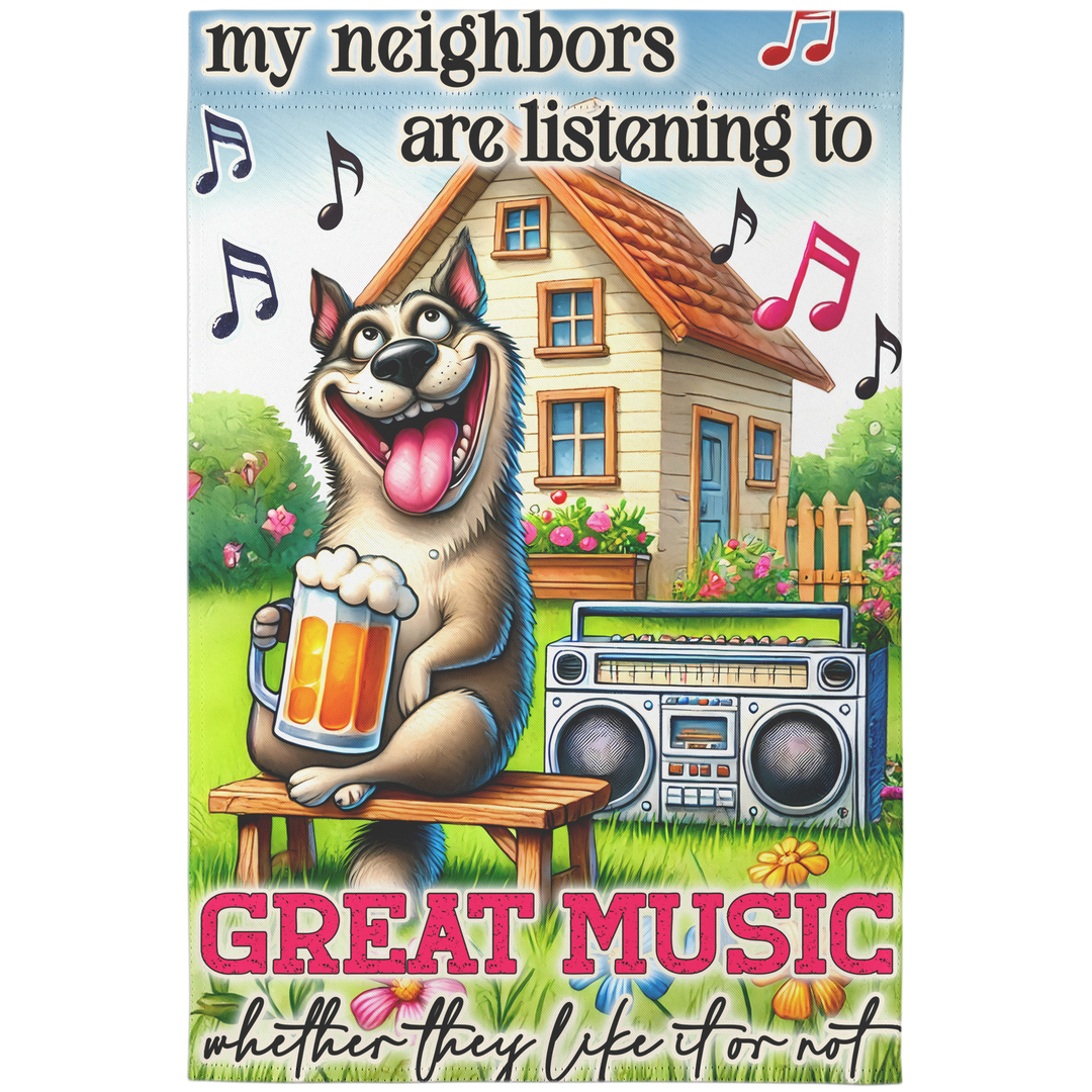 Funny Dog Garden Flag with Music Theme, Gift for Pet Lovers