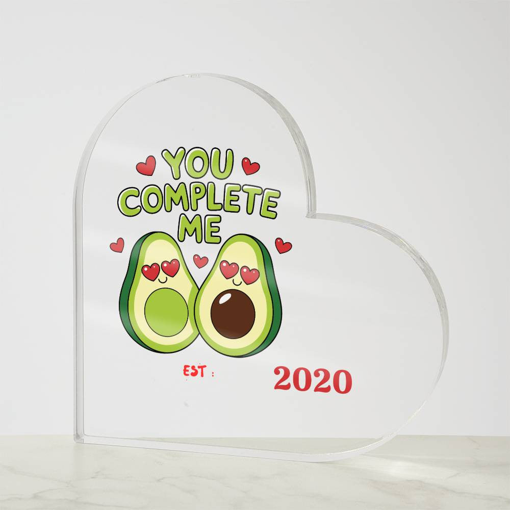 Funny avocado special occasion gift Acrylic Heart Plaque, personalized date or year