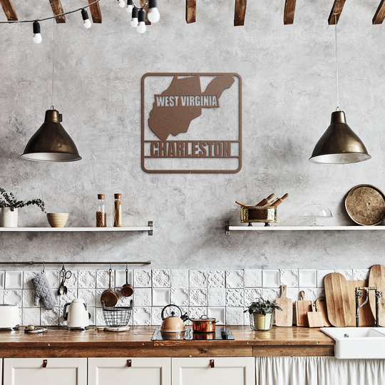 West Virginia Metal State Map Decor – Custom Indoor Outdoor Sign