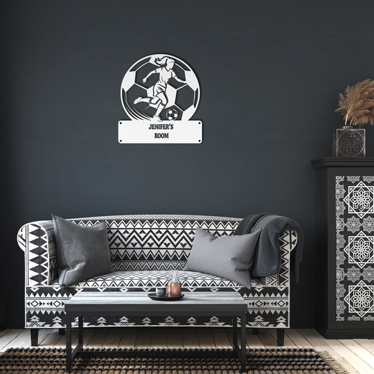 Personalized Soccer Player Metal Wall Art - Custom Sign