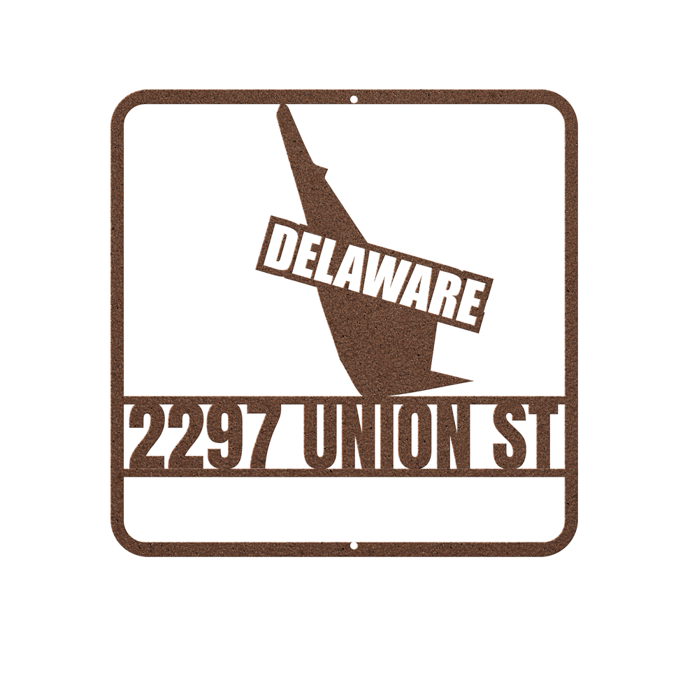 Delaware Custom Metal Address Sign - Personalized Outdoor Plaque