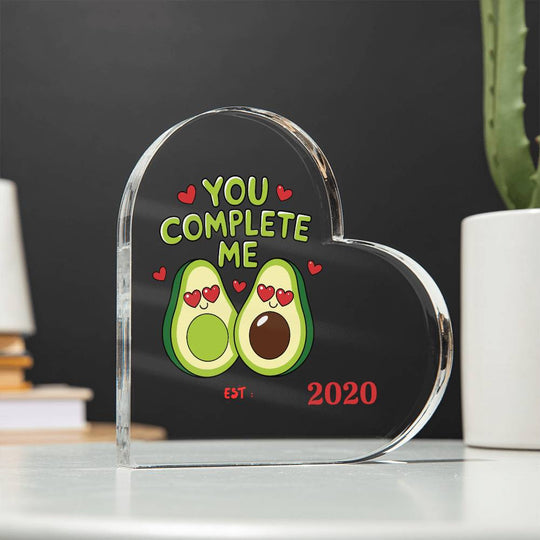 Funny avocado special occasion gift Acrylic Heart Plaque, personalized date or year