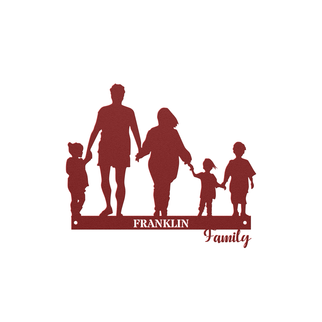 Personalized Family Silhouette Metal Sign