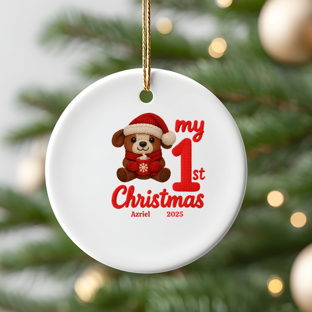 Baby's First Christmas Ornament 2025 - Cute Puppy Design