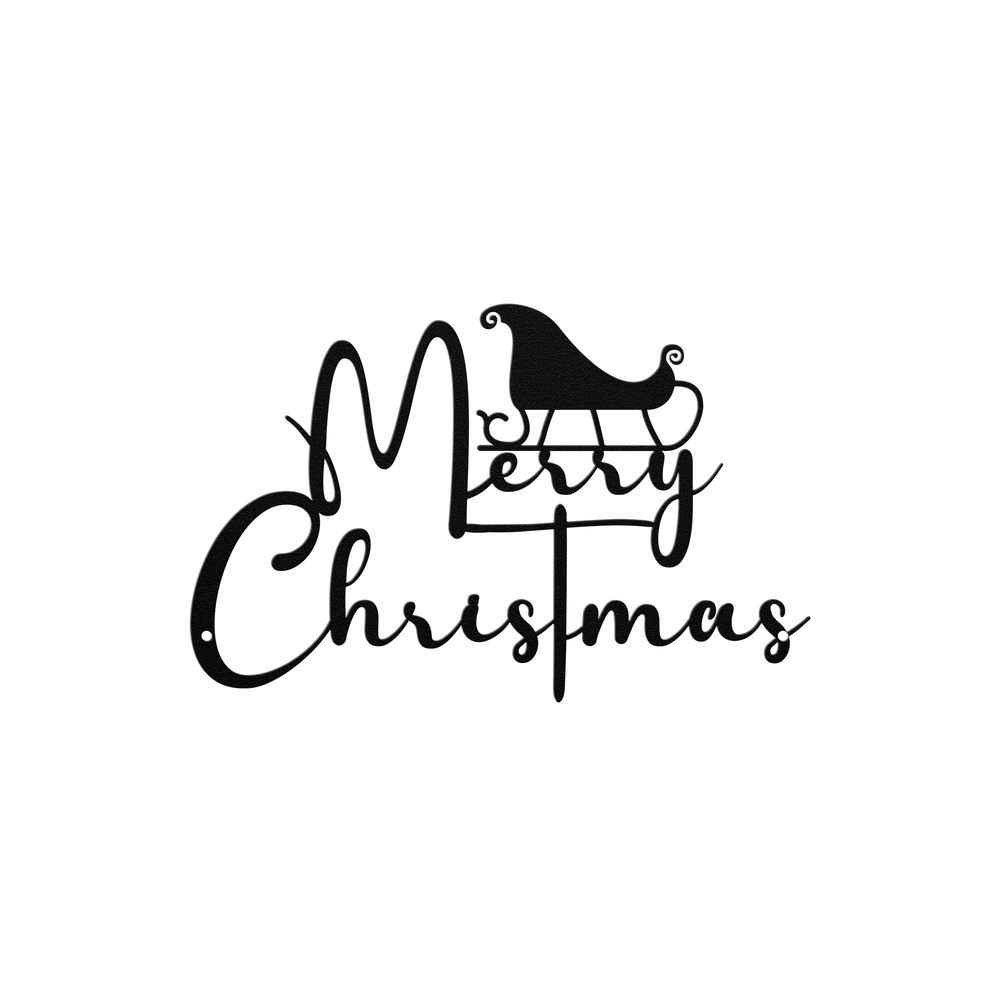 Merry Christmas Metal Wall Art for Holiday Entryway Decor