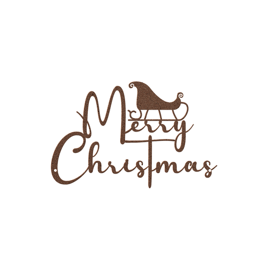 Merry Christmas Metal Wall Art for Holiday Entryway Decor