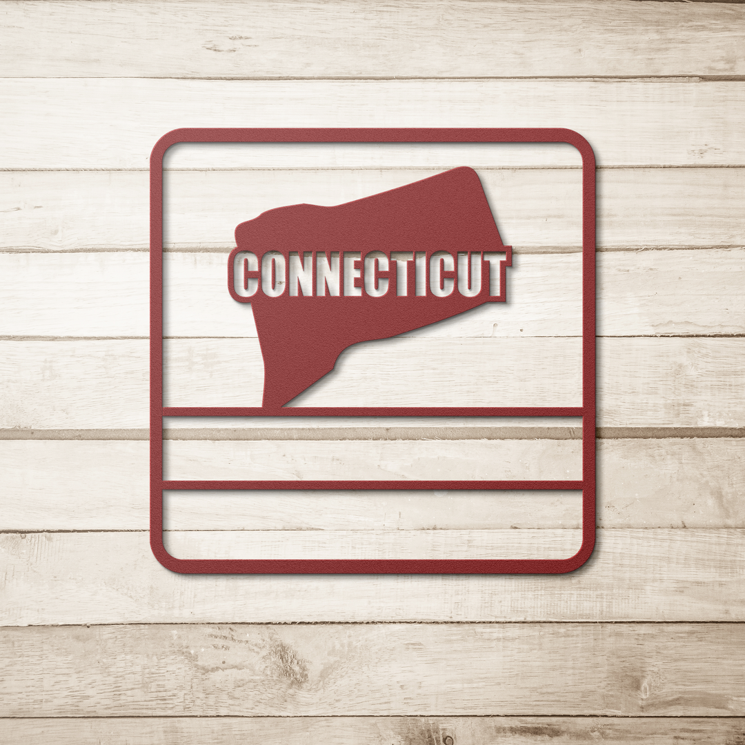 Die-Cut Metal Signs custom map of Connecticut