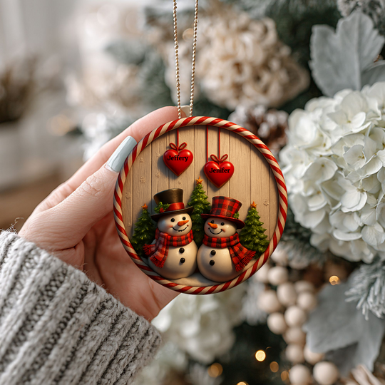 Personalized Snowman Ceramic Ornament - Festive Holiday Decor,3d effect