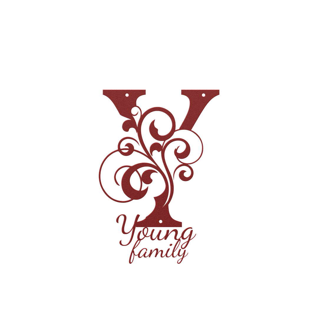 Y monogram Personalized Metal Sign - Family Name Wall Art
