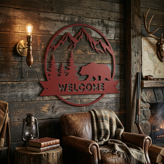 Bear Welcome Metal Sign