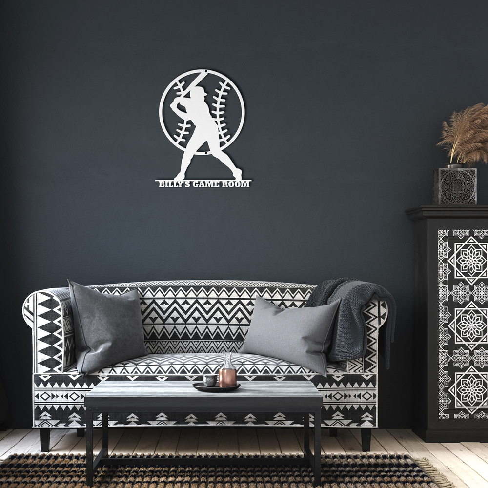 Personalized baseball metal wall art