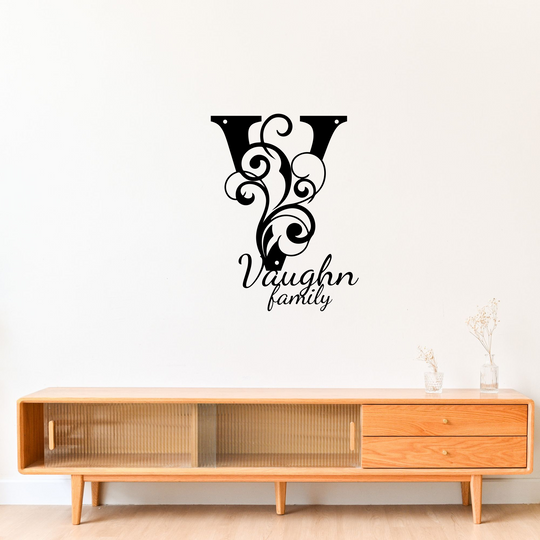V monogram Personalized Metal Sign - Family Name Wall Art