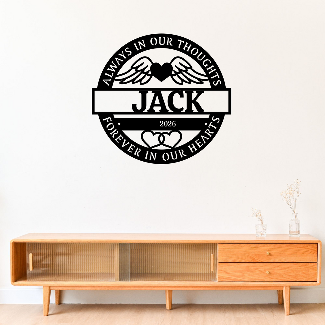 Pet Memorial Metal Sign with Angel Wings and Heart