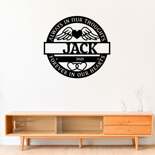 Pet Memorial Metal Sign with Angel Wings and Heart