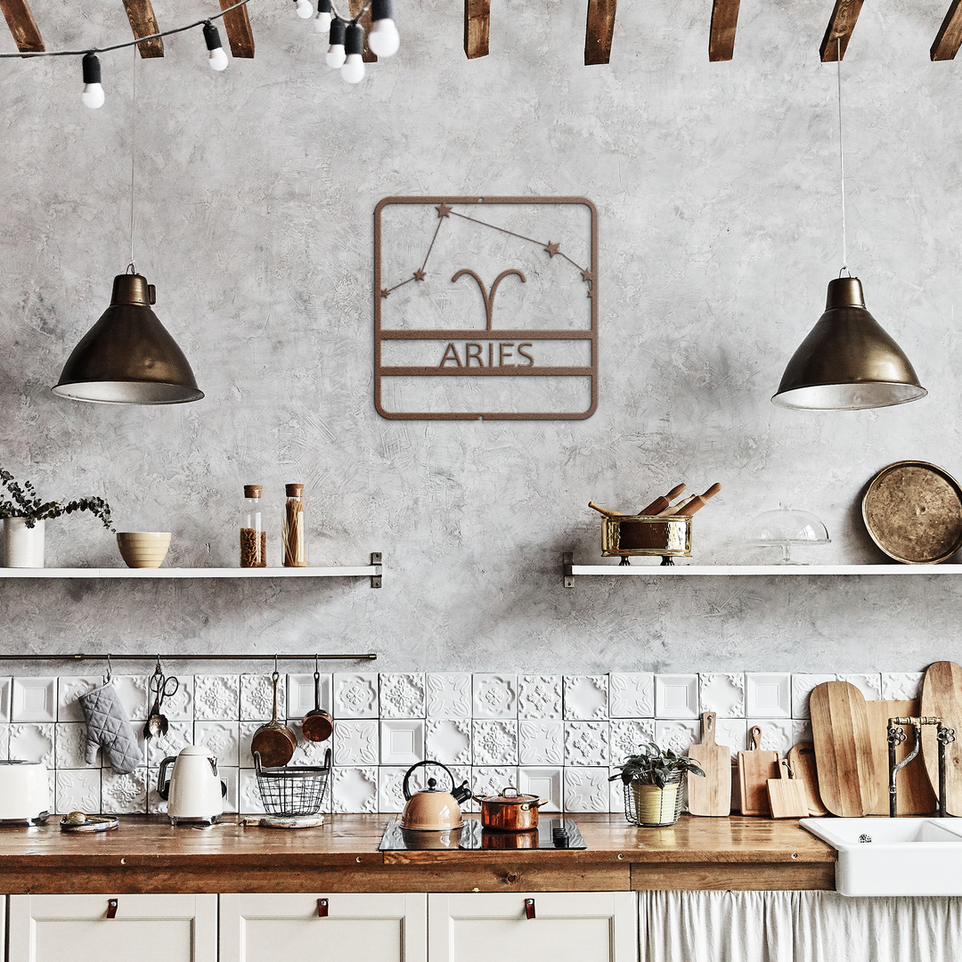 Zodiac Theme Metal Wall Art - Aries Constellation